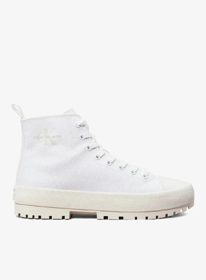 كالفن كلاين جينز حذاء رياضي برقبة عالية من قماش الكانفاس