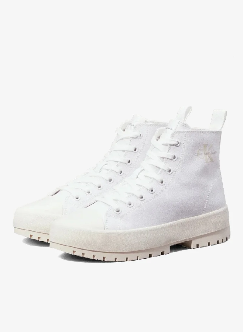 كالفن كلاين جينز حذاء رياضي برقبة عالية من قماش الكانفاس