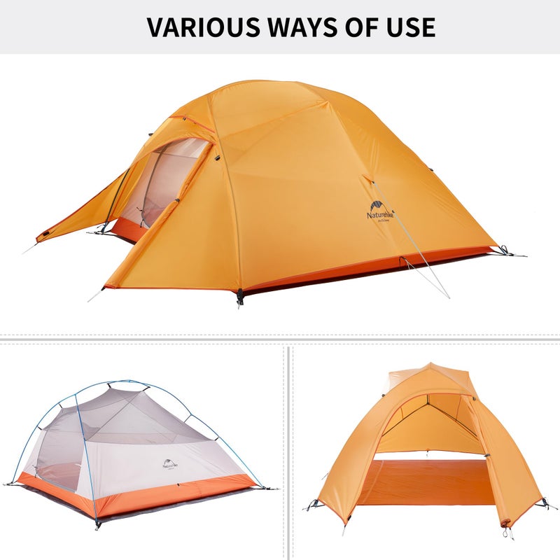Naturehike Ultralight three-man cloud up 3 tent new version 210T Orange + mats - Image 2