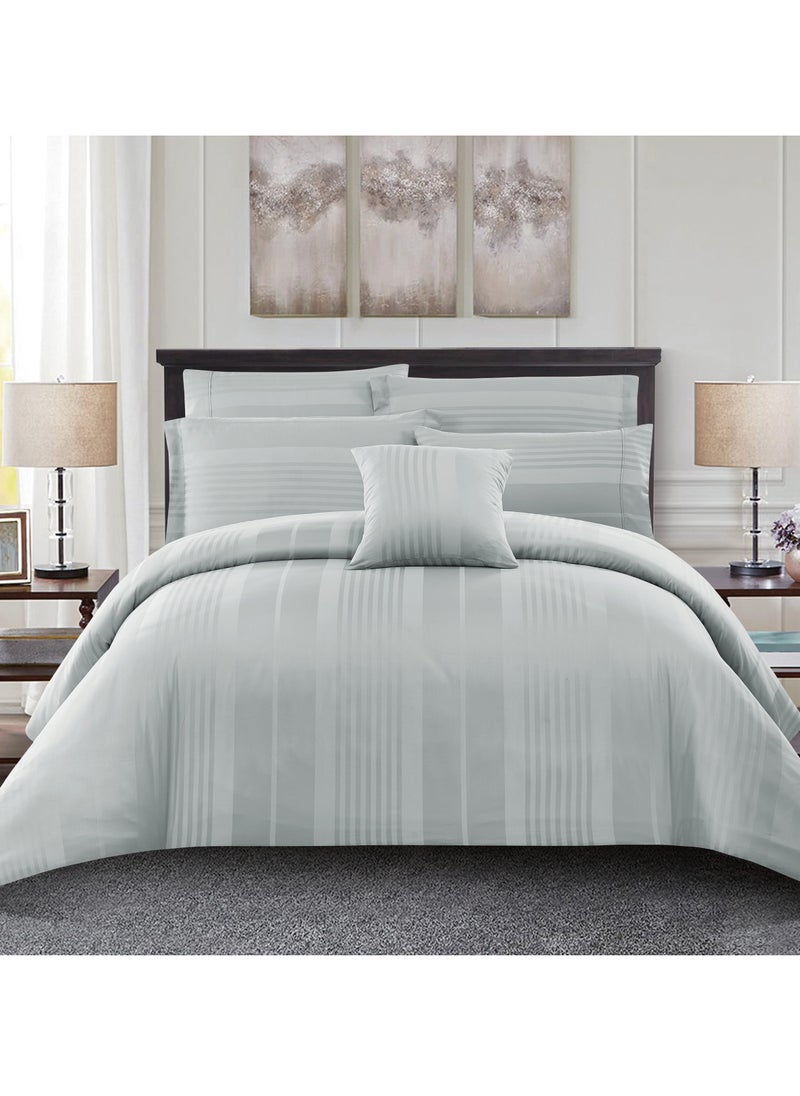 Donetella Hotel Style Duvet Set 7-Pcs King Size Cotton Blend All Season Bedding Set With Bed Quilt Cover/Duvet Cover & Corner Ties(Without Insert),Grey  - Image 1