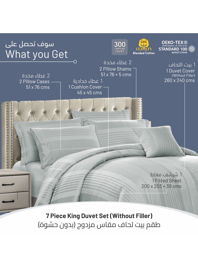 Donetella Hotel Style Duvet Set 7-Pcs King Size Cotton Blend All Season Bedding Set With Bed Quilt Cover/Duvet Cover & Corner Ties(Without Insert),Grey  - Image 3