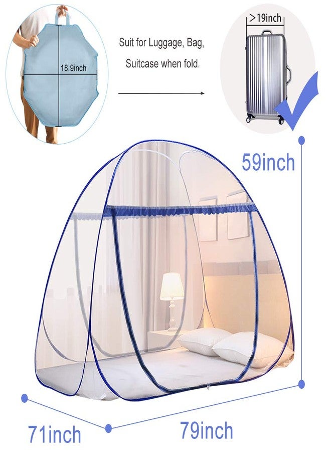 AMMER Portable Pop-Up Mosquito Net Tent for Bed Baby Adults Trip, L79 x W71 x H59 inch Large Folding Mosquito Netting with Net Bottom, 2 Entries, Suit for Twin to King Size Bed - Image 2