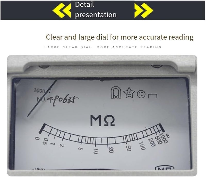 ZC25 4 Hand Crank Insulation Resistance Tester 1000V Megohmmeter Plastic Electrician Tool - Image 3