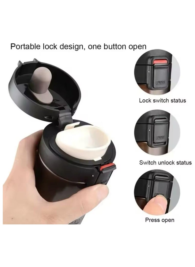 QSHOP - QSHOP® Premium Vacuum Flask,  Easy to Use One-Touch Button to Open and Close the Cup, Keeps Your Drinks Hot for Long Hours - Image 1