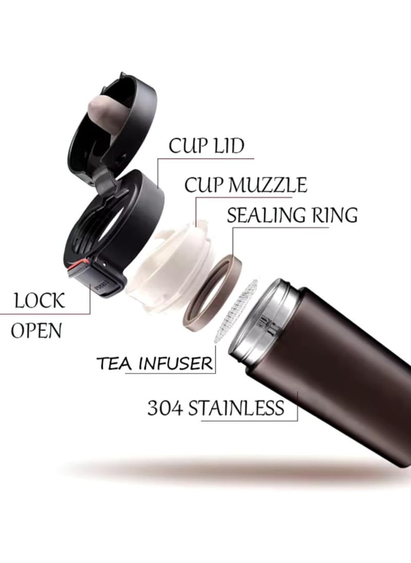 QSHOP - QSHOP® Premium Vacuum Flask,  Easy to Use One-Touch Button to Open and Close the Cup, Keeps Your Drinks Hot for Long Hours - Image 1