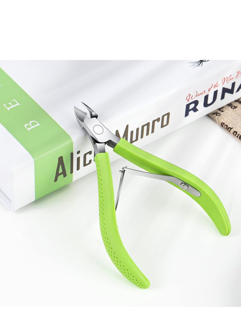 Generic - 2 Set Cuticle Trimmer, Non-slip Silicone Handle Cuticle Clipper, Professional Nail Cuticle Trimmer Tools, Full Jaw Cuticle Cutter for Nails (Green) - Image 1