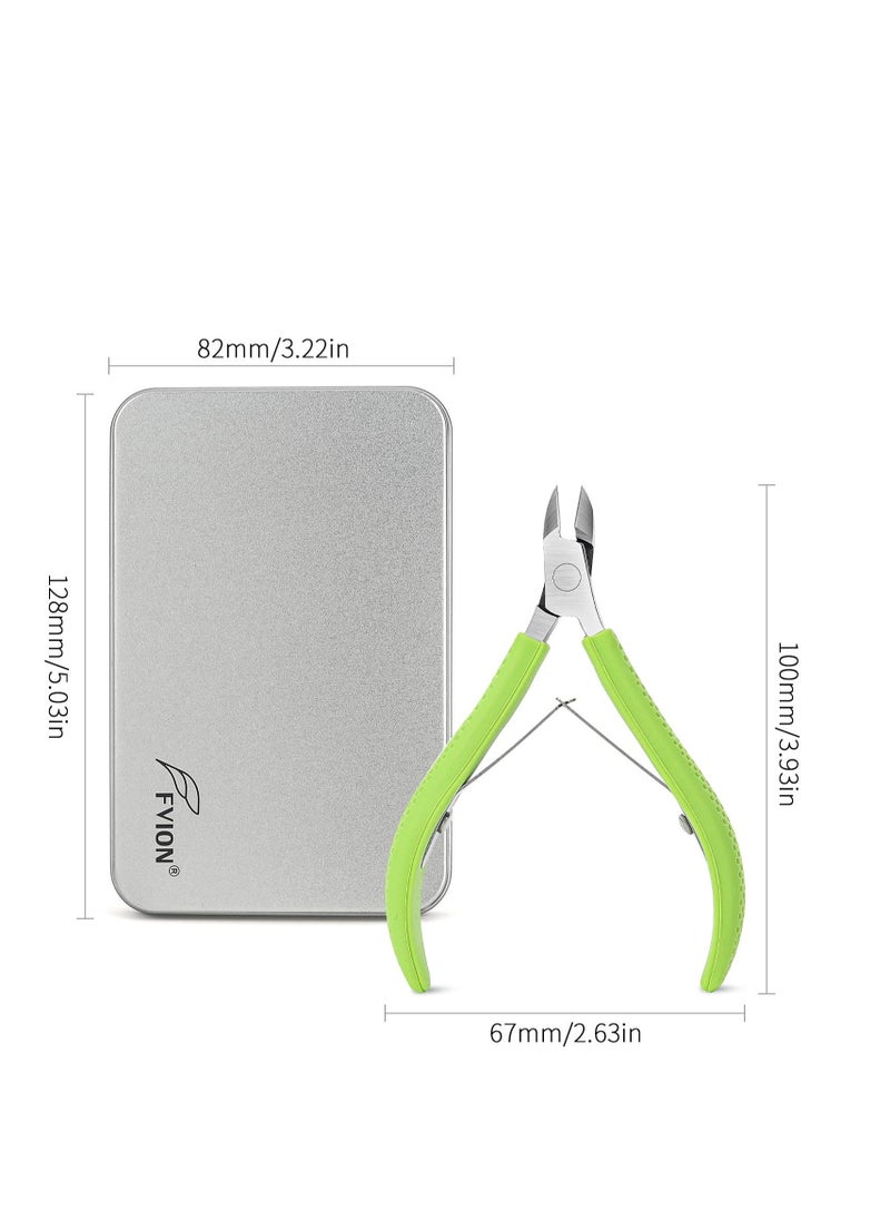 Generic - 2 Set Cuticle Trimmer, Non-slip Silicone Handle Cuticle Clipper, Professional Nail Cuticle Trimmer Tools, Full Jaw Cuticle Cutter for Nails (Green) - Image 1