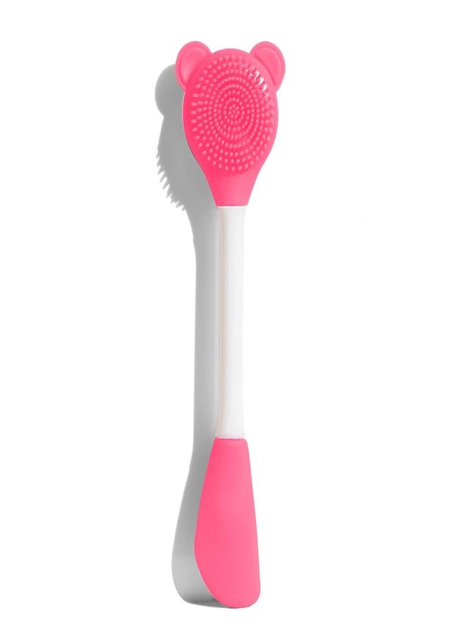 Gleva Silicone Facial Cleansing Brush, Deep Pore Cleansing, Skin Exfoliator, Face Mask Applicator, Soft Silicone Bristles, Pink Bear Shape - Image 1
