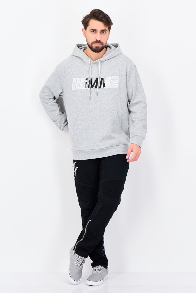 Selected Homme Men Embroidered Logo Long Sleeve Hoodies, Light Grey - Image 3
