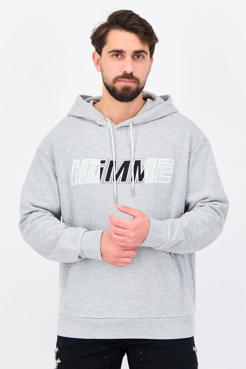 Selected Homme Men Embroidered Logo Long Sleeve Hoodies, Light Grey - Image 1