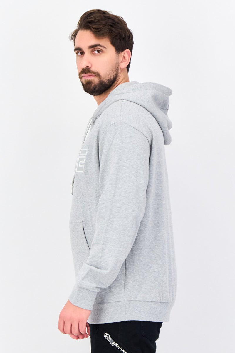 Selected Homme Men Embroidered Logo Long Sleeve Hoodies, Light Grey - Image 4