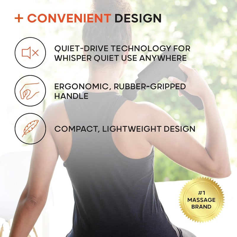 Sharper Image Powerboost Massage Gun  5 Attachments 6 Speeds Ergonomic Deep Tissue Percussion Massager Full Body Muscle Recovery  Pain Relief Shoulder  Back Massage Tool Wellness Gift - Image 5