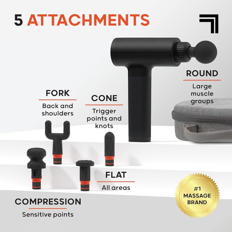 Sharper Image Powerboost Massage Gun  5 Attachments 6 Speeds Ergonomic Deep Tissue Percussion Massager Full Body Muscle Recovery  Pain Relief Shoulder  Back Massage Tool Wellness Gift - Image 3