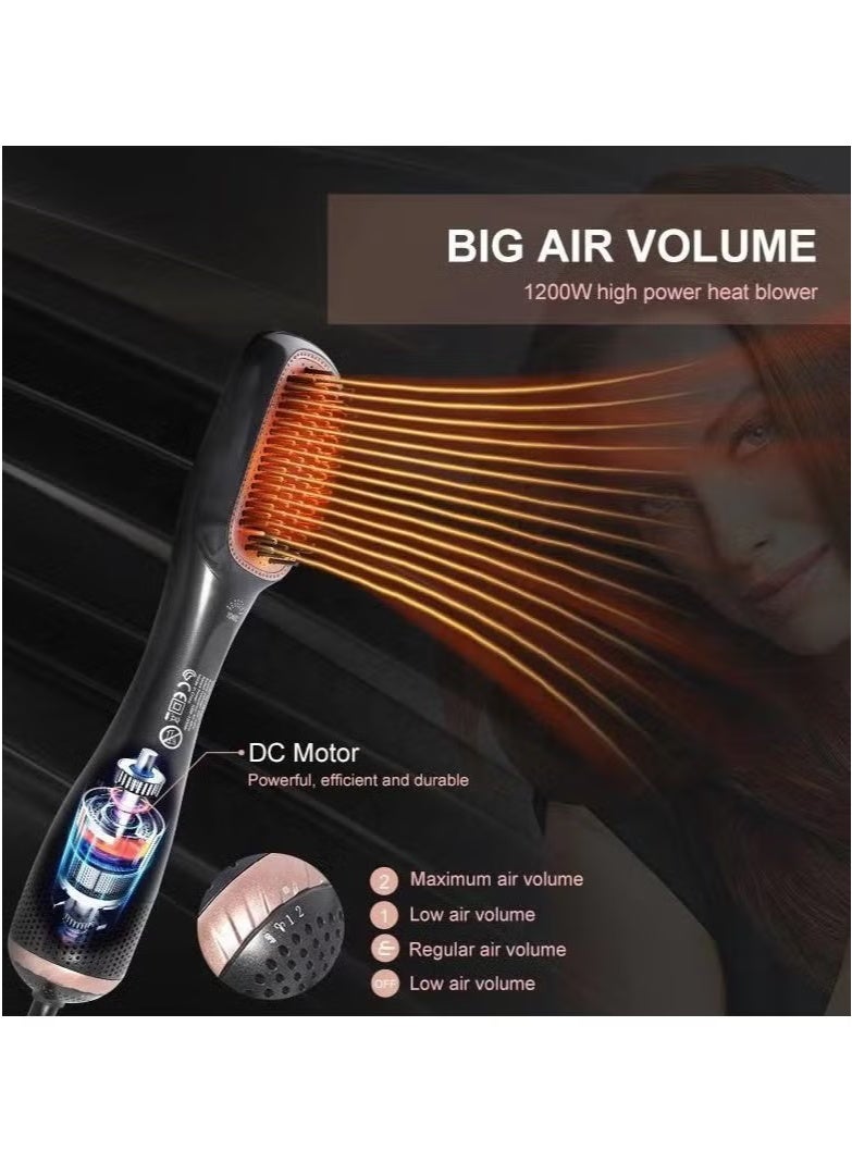 JOY CARE 2-In-1 Ceramic Hair Dryer And Styler For Smooth, Frizz-Free Styling | Hot Air Brush With Ionic Technology For Fast Drying & Straightening | Lightweight Ergonomic Design | Multiple Heat Settings | Black/Beige | Ideal For All Hair Types - Image 2