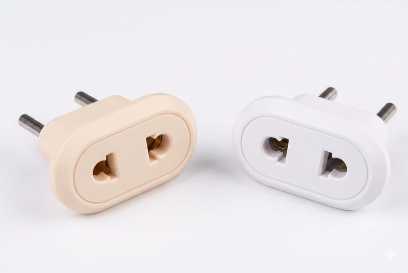 2 x 2 to Dual Plug Adapter White+Beige - Image 1
