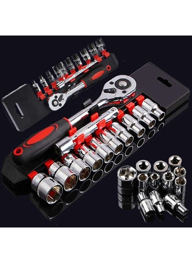 Flareza Flareza 12 in 1 Heavy Duty Socket Set 12 Chrome Vanadium Steel Hex Socket and Ratchet Spanner Multi Tool kit  - Image 1
