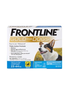 Frontline Gold Flea & Tick Treatment For Medium Dogs Up To 23 To 44 Lbs. Pack Of 3  - Image 1