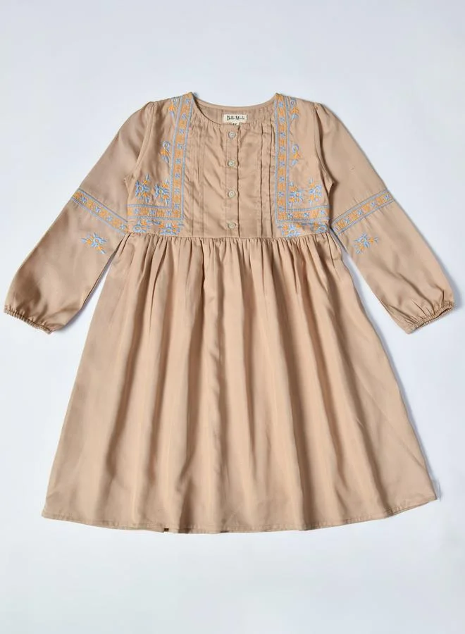 BELLA MODA Embroidered Button-Front Dress
