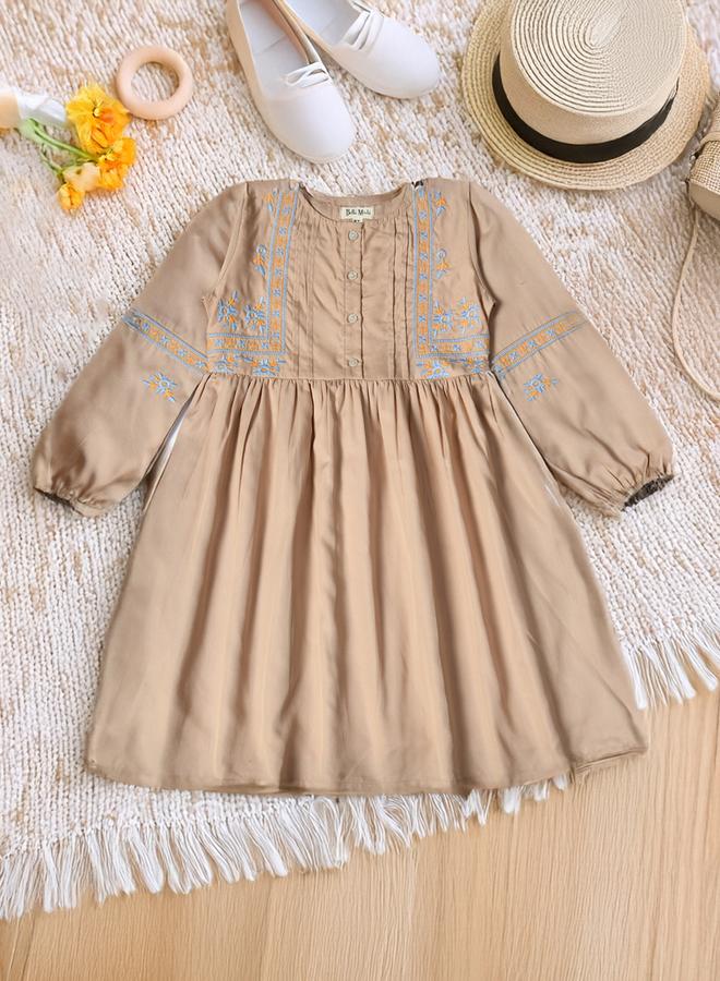 BELLA MODA Embroidered Button-Front Dress - Image 1