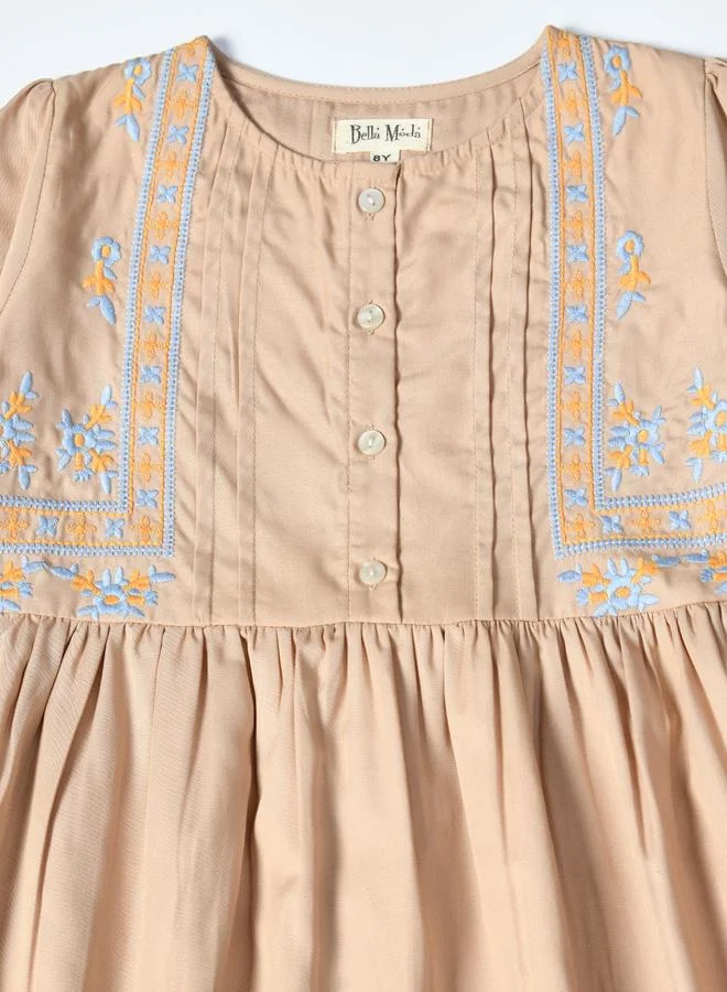 BELLA MODA Embroidered Button-Front Dress