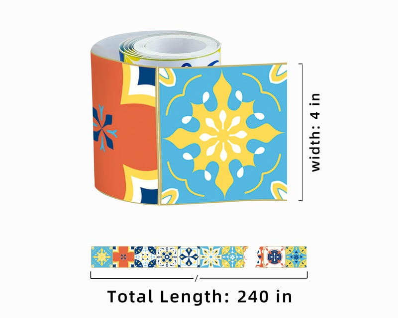FLFK Wall Border Tile Stickers Peel and Stick Wallpaper Border for Kitchen Backsplash Bathroom Shower Room,4"x240" - Image 2