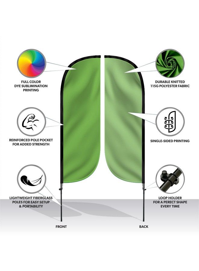 LookOurWay Feather Flag Set 5Ft Tall Advertising Banner Flag With Pole Kit And Xstand For Business Promotion Solid Color Light Green  - Image 3