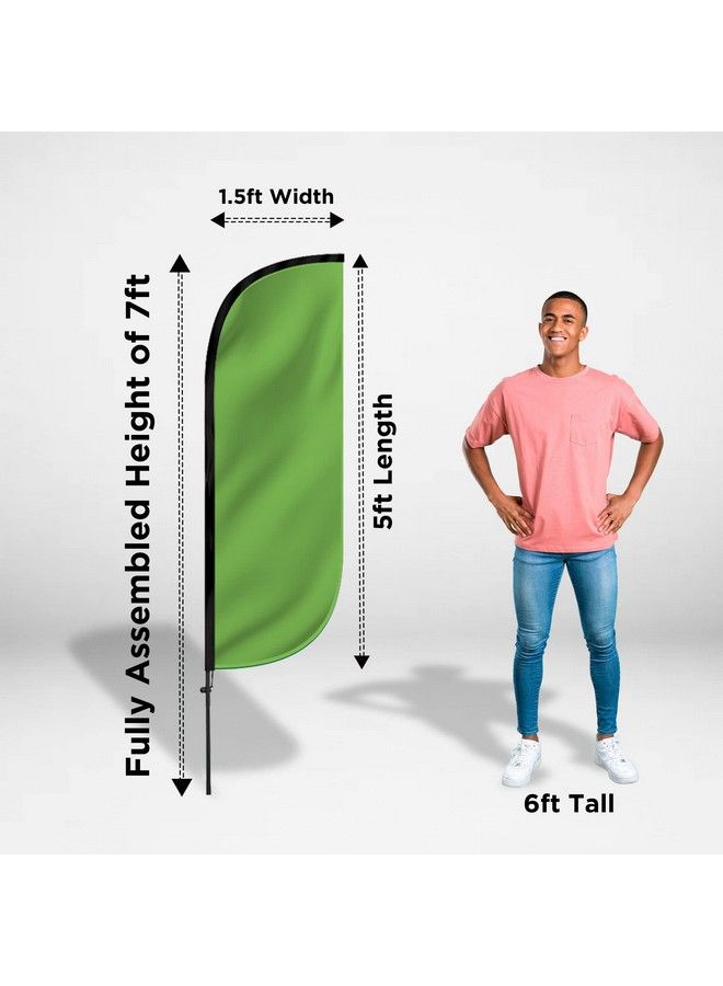 LookOurWay Feather Flag Set 5Ft Tall Advertising Banner Flag With Pole Kit And Xstand For Business Promotion Solid Color Light Green  - Image 5