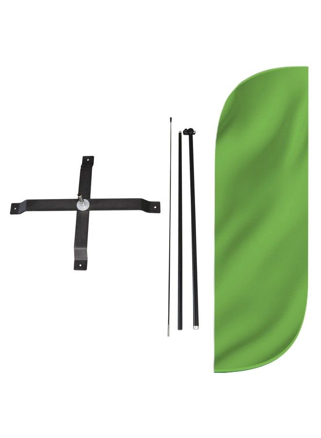 LookOurWay Feather Flag Set 5Ft Tall Advertising Banner Flag With Pole Kit And Xstand For Business Promotion Solid Color Light Green  - Image 2