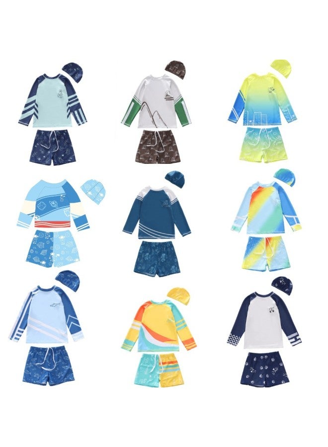 Ins Children's Suit Split Long Sleeve Swimsuit 2023 Boys' Small Medium Large Children's Large Boxer Swimwear Wholesale-Color:D2420-10MZ Blue Ocean Dinosaur (Swimming Trunks Full Lining)- - Image 2