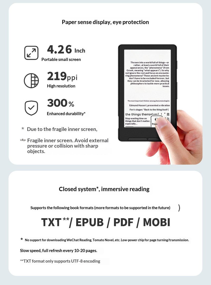 Xteink X4 Magnetic Portable Ultra-Thin E-Paper Reader with 4.3 Inch Small Screen, Black - Image 4