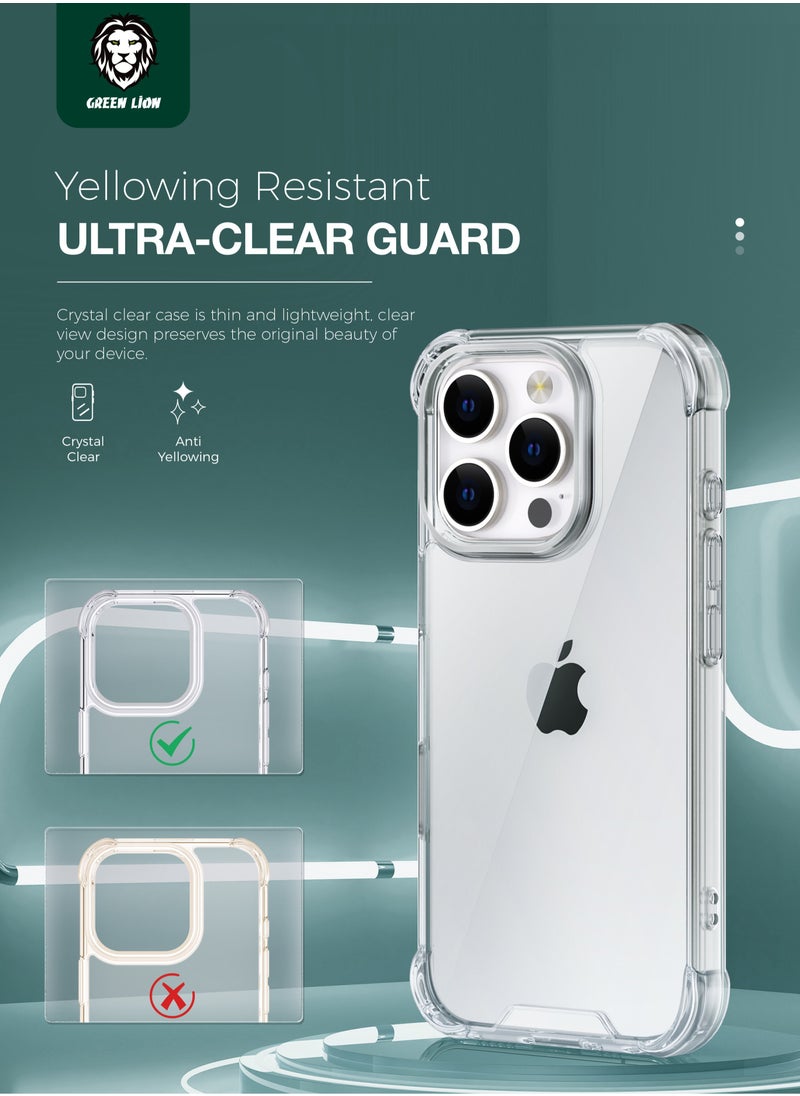 GREEN LION iPhone 16 Pro Max Anti-Shock Case / Anti-Yellowing / Anti Scratch / Anti Fingerprint / Air Cushion Corners / Drop Protection / Hybrid Protection / HD Clarity / Camera Protection - Clear  - Image 2
