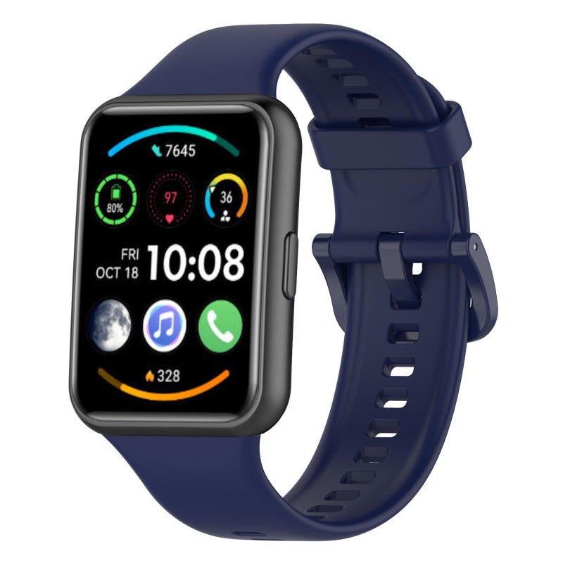 erorex For Huawei Watch Fit 2 Quick Release Solid Color Silicone Watch Band(Midnight Blue) - Image 1