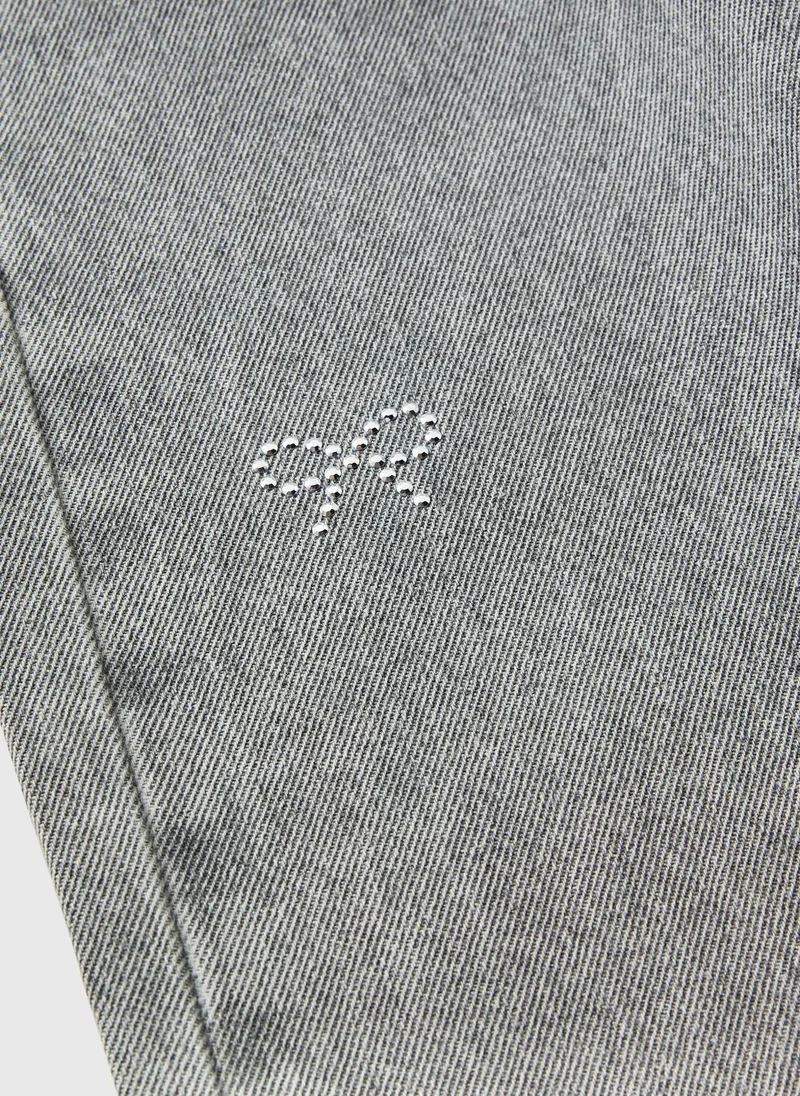 ماتلان جينز بناتي بفيونكة رمادية