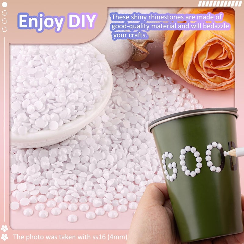 TINKRSTUFF 6000Pcs 3mm Resin Jelly Rhinestones with 1Pcs 10ml B7000 Jewelry Glue for Crafting, White Flatback Gems, Bedazzling Crystal Bulk for DIY Crafts Clothing Tumblers Shoes Nail Art Fabric - Image 4