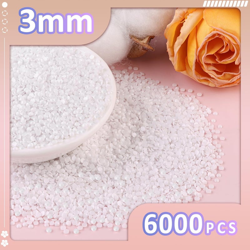 TINKRSTUFF 6000Pcs 3mm Resin Jelly Rhinestones with 1Pcs 10ml B7000 Jewelry Glue for Crafting, White Flatback Gems, Bedazzling Crystal Bulk for DIY Crafts Clothing Tumblers Shoes Nail Art Fabric - Image 2
