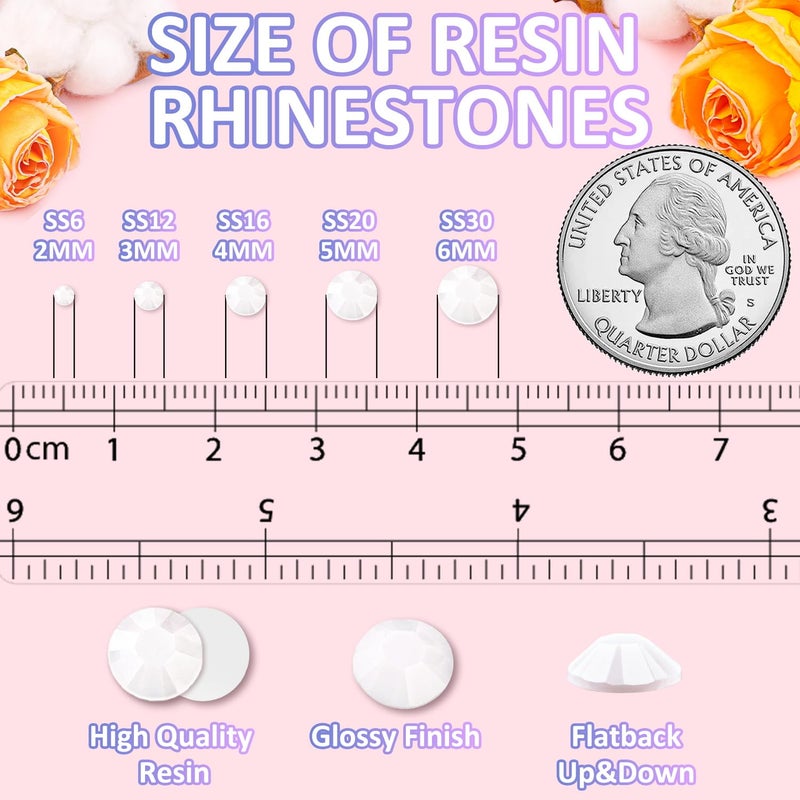 TINKRSTUFF 6000Pcs 3mm Resin Jelly Rhinestones with 1Pcs 10ml B7000 Jewelry Glue for Crafting, White Flatback Gems, Bedazzling Crystal Bulk for DIY Crafts Clothing Tumblers Shoes Nail Art Fabric - Image 3