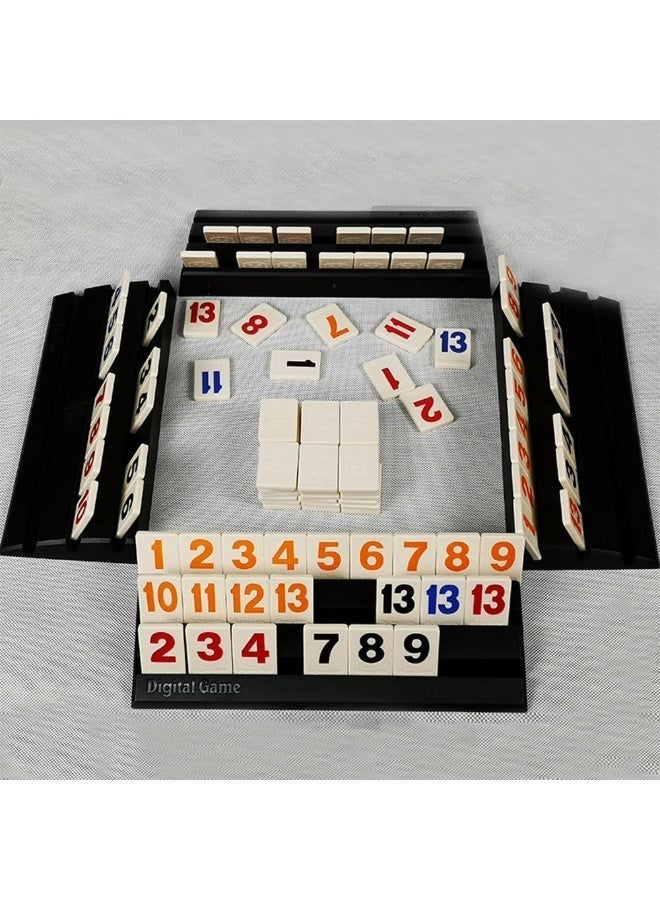 JZS The Classic Rummy Tile Game -Kids Puzzle Toys Logic Game Parent Child Games，More Tiles and More Players with 106 Tokens, 4 Holders and Travel Bag，Travel Game for 2-4 People,Simple and Easy to Operate, Convenient to Organize and Store - Image 4