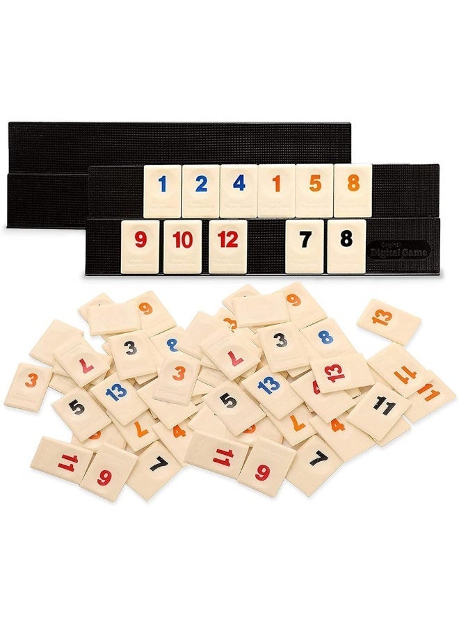 JZS The Classic Rummy Tile Game -Kids Puzzle Toys Logic Game Parent Child Games，More Tiles and More Players with 106 Tokens, 4 Holders and Travel Bag，Travel Game for 2-4 People,Simple and Easy to Operate, Convenient to Organize and Store - Image 3