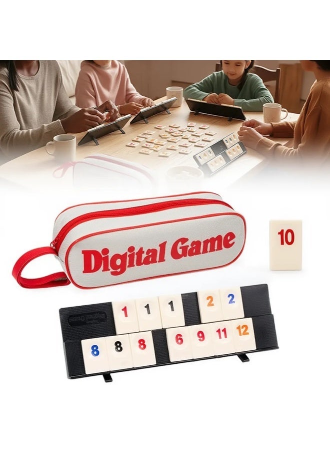 JZS The Classic Rummy Tile Game -Kids Puzzle Toys Logic Game Parent Child Games，More Tiles and More Players with 106 Tokens, 4 Holders and Travel Bag，Travel Game for 2-4 People,Simple and Easy to Operate, Convenient to Organize and Store - Image 1