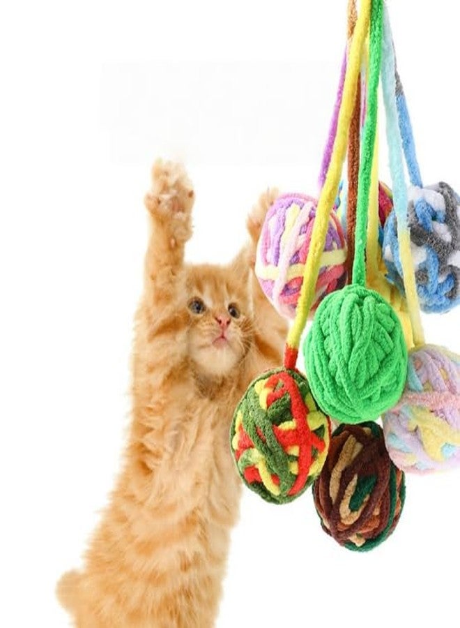 Kryoflare Interactive Cat Yarn Ball Toy with Bell and String, 1.97 Inch,Multi-Colored Fuzzy Balls Chewing Toy for Kittens, Indoor Training Interactive Playing， Cats Self Play - Image 2