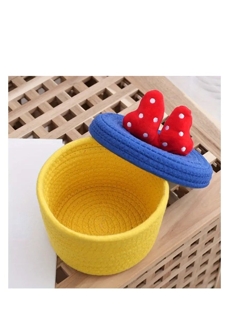 Small Cotton Rope Basket Woven with Fionka on Cover - Image 1