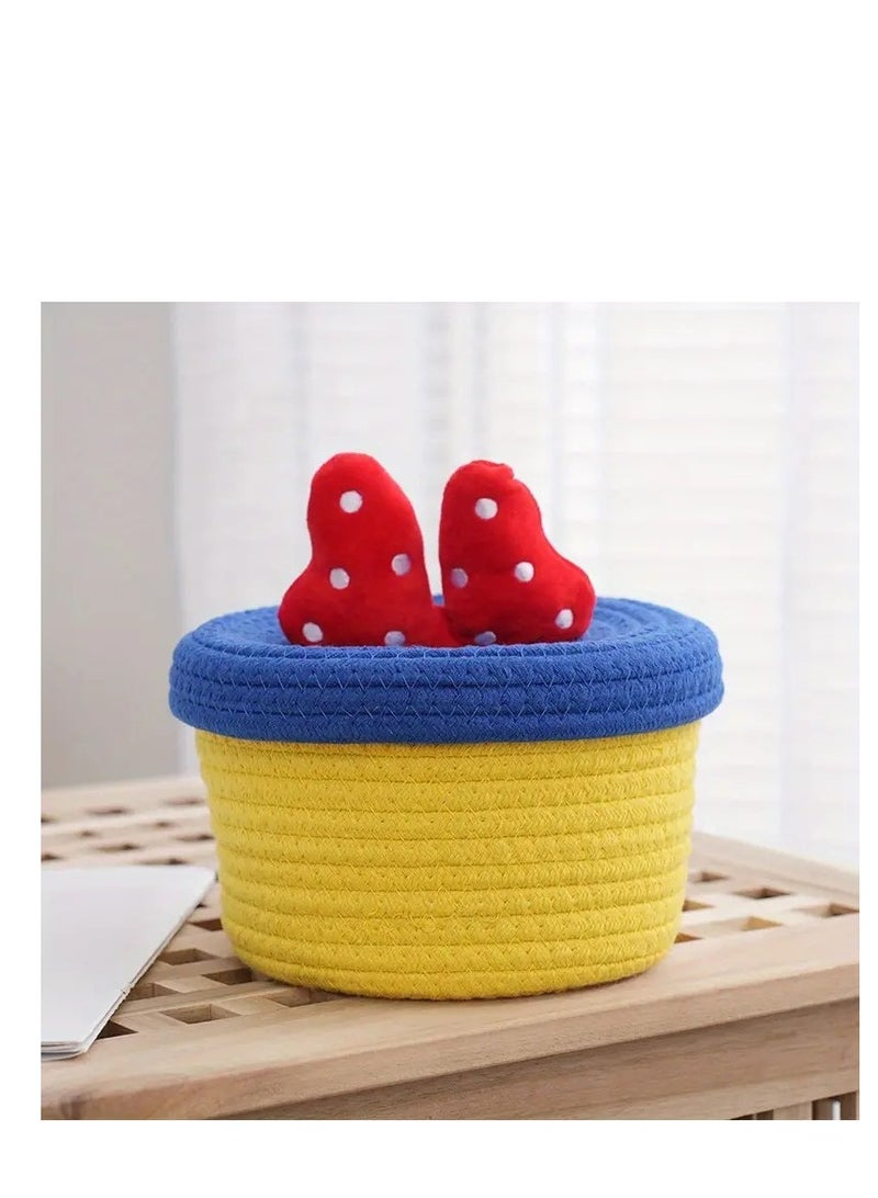 Small Cotton Rope Basket Woven with Fionka on Cover - Image 2