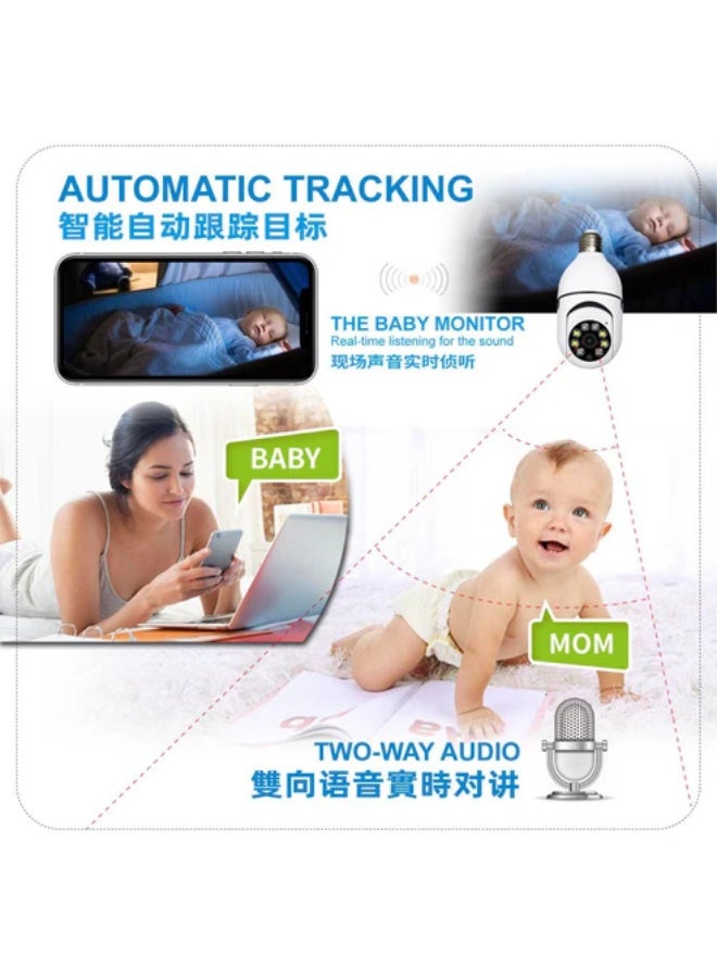 كروني كاميرا Y22-1080p لمبة إضاءة IP كاميرا Y21 (تطبيق Ftycam) لمبة إضاءة IP كاميرا مزدوجة عالية الدقة للرؤية الليلية كاميرا لاسلكية كاميرا واي فاي مصباح طاولة سحابي - Image 4