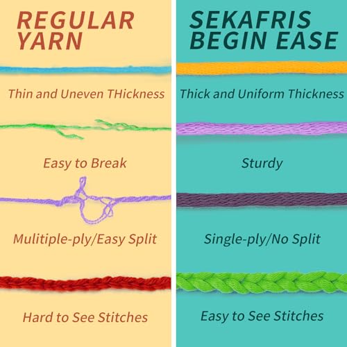 Sekafris Crochet Yarn with Cotton Yarn for Crocheting - Crochet Knitting Yarn for Beginners with Easy-to-See Stitches - Yarns for Crocheting - Chunky Yarns (Golden Yellow+White+Emerald Green) - Image 4