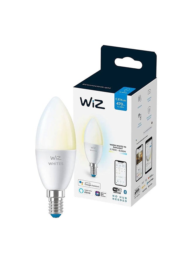 Wiz Smart LED Bulb C37 E14, 40W, Tunable White (2700K-6500K), Wi-Fi And Bluetooth, Works with Alexa And Google Assistant  - Image 1