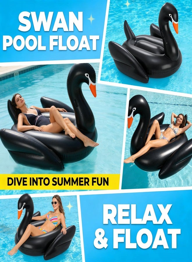 Vercico Giant Pool Float Adult Heavy Duty 70" Black Swan Pool Floaties for Adults Swimming Pool Lounger Float Pool Chair Float for Pool Games Beach Party Outdoor Water Play - Image 3