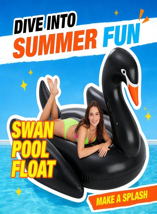 Vercico Giant Pool Float Adult Heavy Duty 70" Black Swan Pool Floaties for Adults Swimming Pool Lounger Float Pool Chair Float for Pool Games Beach Party Outdoor Water Play - Image 4