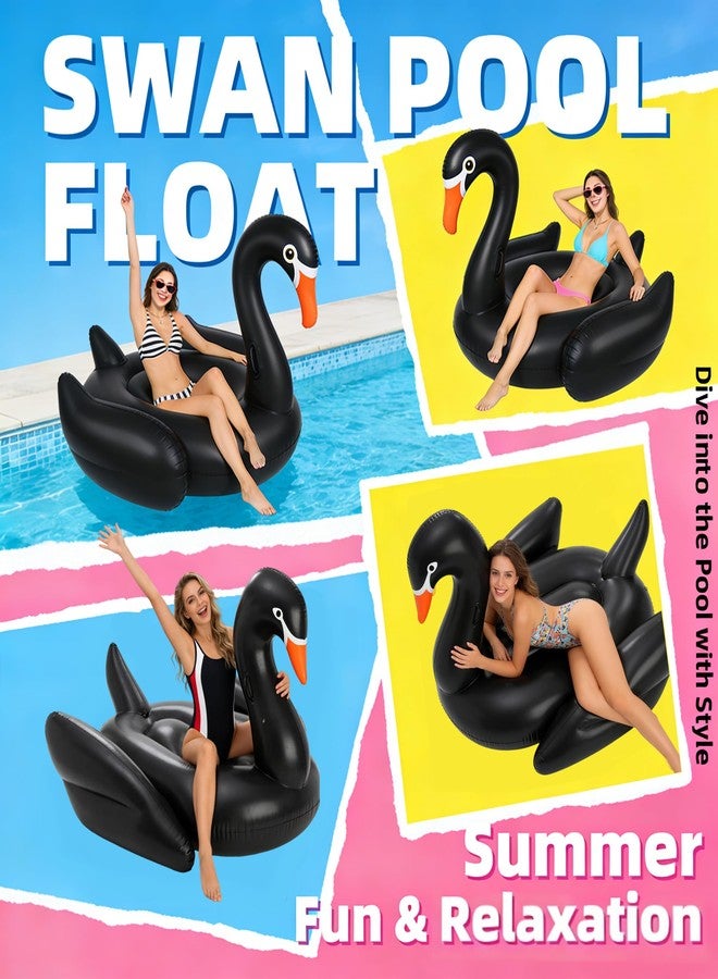 Vercico Giant Pool Float Adult Heavy Duty 70" Black Swan Pool Floaties for Adults Swimming Pool Lounger Float Pool Chair Float for Pool Games Beach Party Outdoor Water Play - Image 5