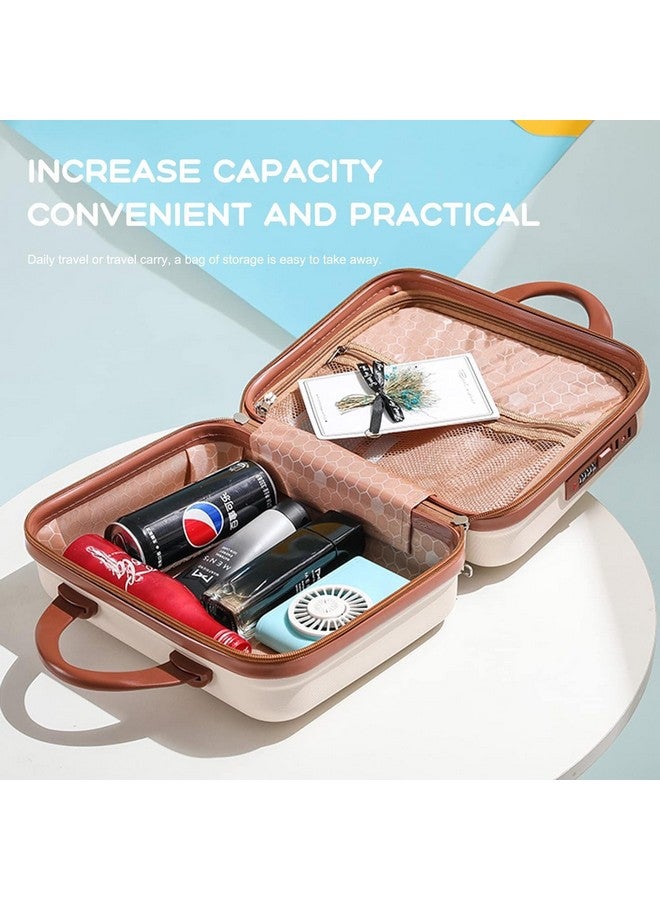 Ranade Mart Mini Bag Mini Hard Shell Travel Luggage, Women Portable Water Proof Carrying Suitcase, Small Hard Shell Cosmetic Lugge Bag, Password Travel CaseFor Women, Girls [Cream]-1pc - Image 2