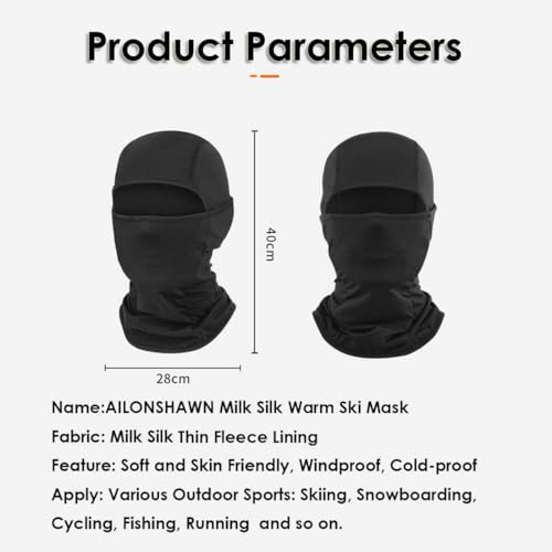 AILONSHAWN Black Winter Ski Mask for Men 2 Pack Balaclava Face Mask Women Warm Shiesty Ski Mask Thermal Face Cover Motorcycle Helmet Snowboard - Image 3